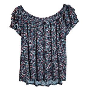 Lane Bryant Ruffled Sleeve Multi Color Pattern Top, NWT, Size 18/20